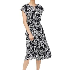 J. Crew Pineapple Midi Dress Navy & White Women’s Size 2